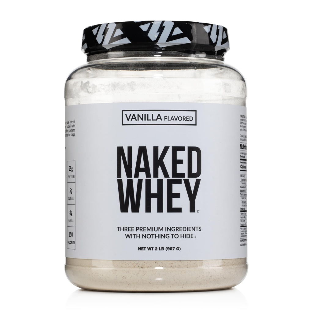 NAKED Wei Vanille Proteïne Poeder - Slechts 3 Ingrediënten - Gras Fed Wei Proteïne Poeder, Vanille Smaak, en Biologische Kokossuiker, NSF Gecertificeerd, Geen GGO, Geen soja, en Glutenvrij - 24 Serven