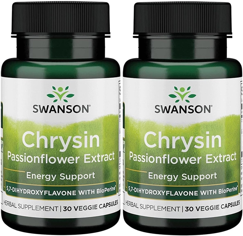 Swanson Chrysin Passionflower Extract - Kruidensupplement ter bevordering van de algehele gezondheid, welzijn en fitness - natuurlijke formule mei ondersteuning spieronderhoud Lean - (30 Veggie Capsules)