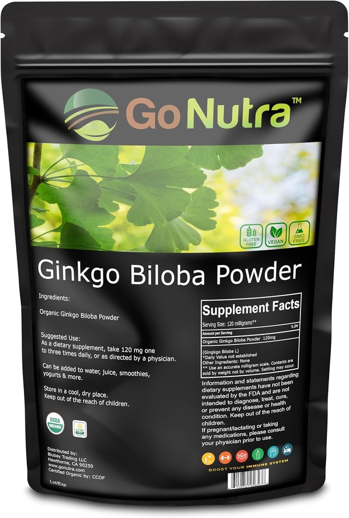 Go Nutra Organic Ginkgo Biloba Powder 8 oz.