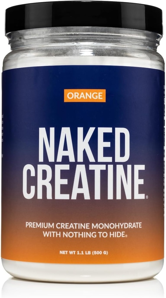 NAKED Pure Micronized Orange Creatine Monohydraat - 36 porties - 500 Gram, 1,1Lb Bulk, Vegan, Non-GMO, Glutenvrij, Sojavrij. Hulp Krachtwinst, Geen additieven