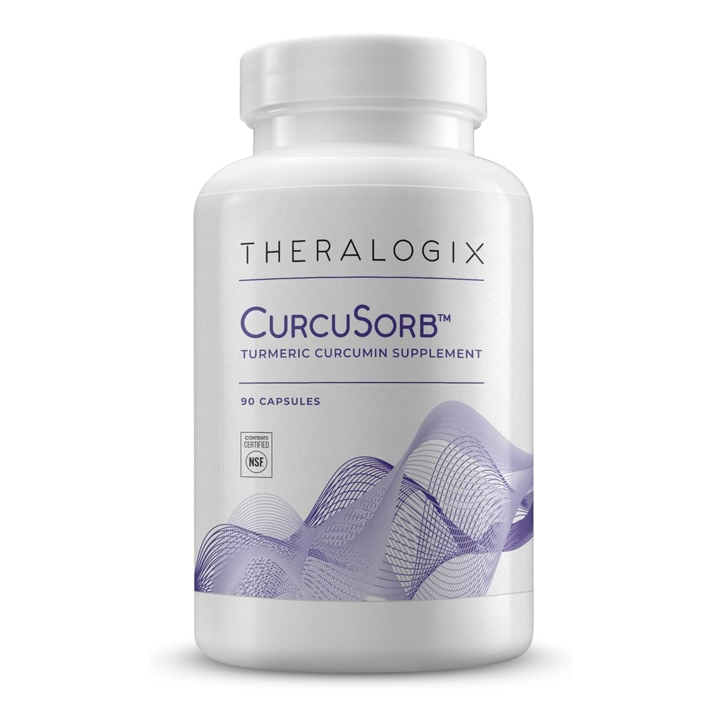 Theralogix CurcuSorb Turmeric Curcumin Supplement - 90-Day Supply - High-Absorption Turmeric Curcumin - Supports Brain, Heart, Immune & Joint Health - Aids Healthy Aging - NSF Certified - 90 Capsules
