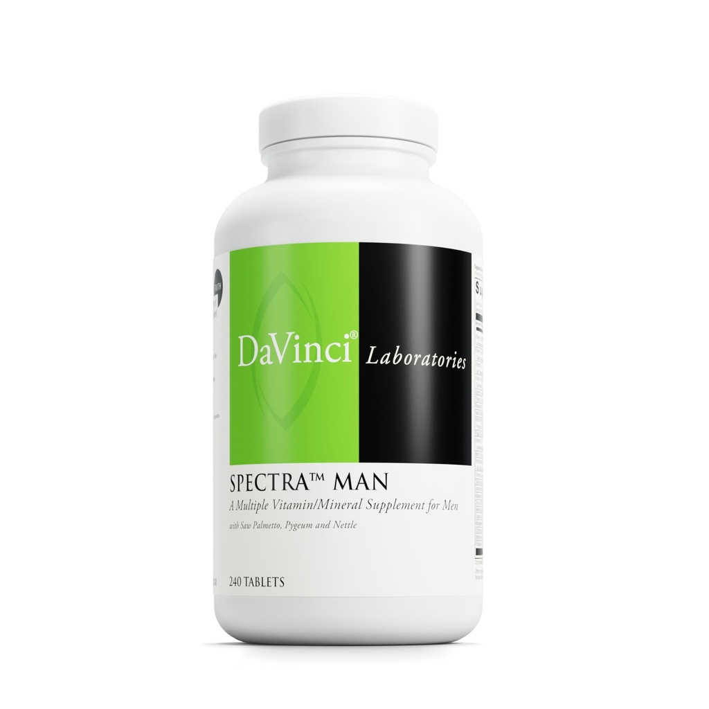 DAVINCI Labs Spectra Man - Dieetsupplement ter ondersteuning van de functie van het immuunsysteem en de unieke behoeften van mannen - met vitamines, mineralen, aminozuren, kruiden, spijsverteringsenzymen en vetzuren - 240 tabletten