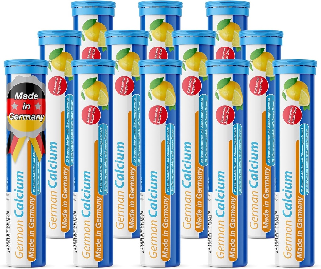 T&D Duitse Calcium 500 mg - 240 Vegan Drink Bruistabletten - Lemon Lime Flavor - Made in Germany