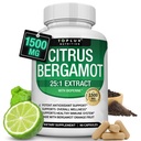 Citrus Bergamot Supplement 1500mg - 25:1 Bergamot Extract ter ondersteuning van de algehele gezondheid, immuunsysteem, krachtige antioxidant Hoge Absorptie Natuurlijke Veganistische Non-GMO voor mannen Vrouwen, 90 Capsules