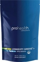 Prohealth Longevity Greens. Heerlijk biologisch gezond poeder voor energie en veroudering. Gut Health Digestieve enzymen, Multi Vitamine, Pre-Probiotica, Havervezel, Inuline. GMP gecertificeerd. 30 porties