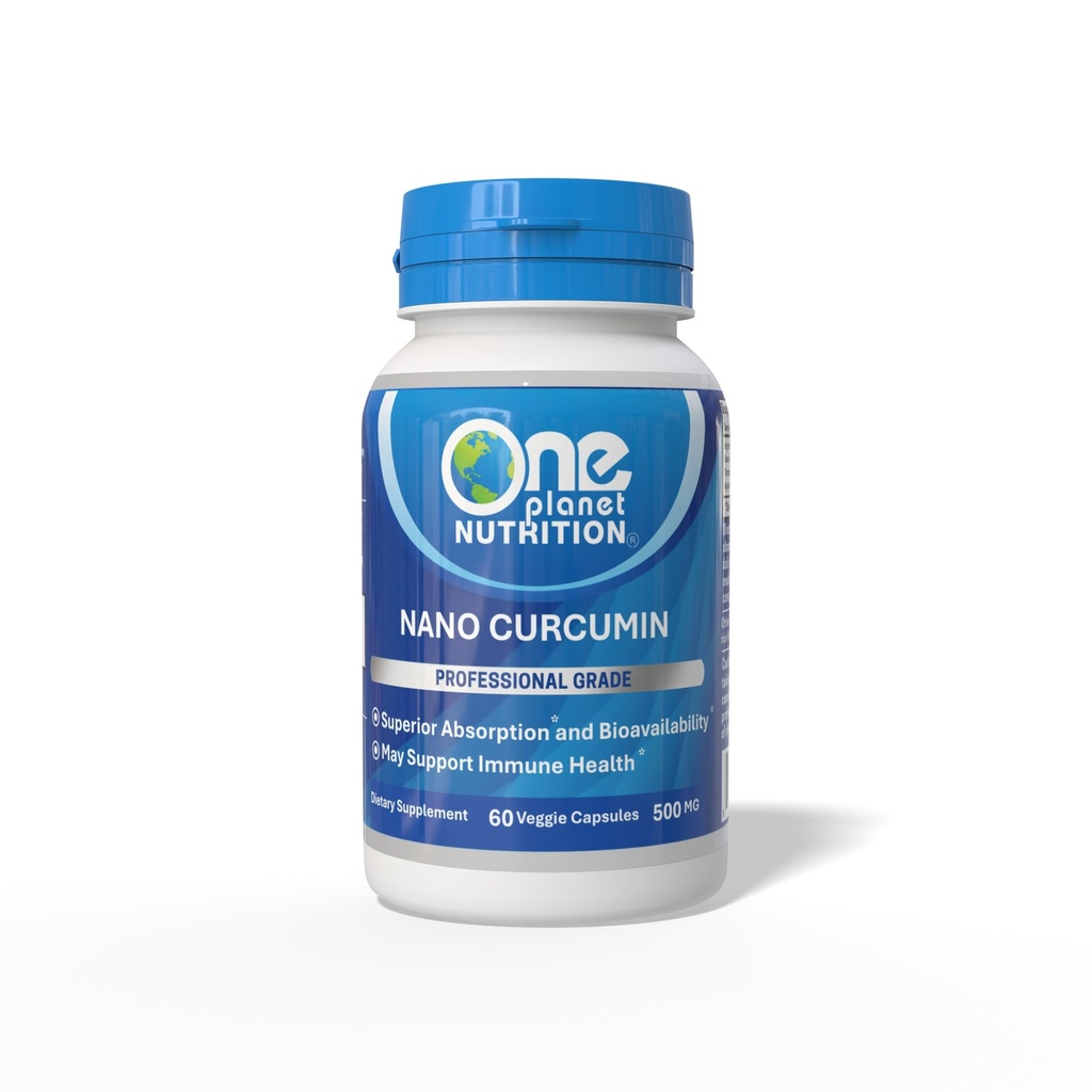 One Planet Nutrition Nano Curcumin 500 mg Veggie Capsules (60 porties), Nano voor hoge absorptie, Ondersteunt de algehele wellness, non-GMO, veganist, glutenvrij