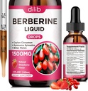 Berberine Supplement Liquid Drops - Berberine HCL 1500mg met Ceylon Cinnamon, Bitter Melon, Gymnema Sylvestre voor Immune, Digestie Systeem & Hart Gezondheid, Natuurlijke Aardbei Flavor, 2 Fl Oz