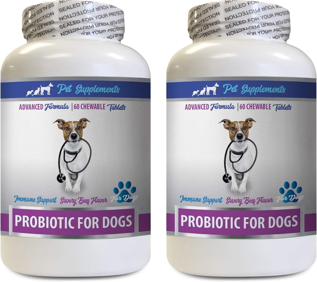 Digestieve voedingssupplementen - PROBIOTICS voor honden - Gezond Gut - Stop gas diarree en slechte adem - Digestieve Boost - Hondenprobiotica voor slechte adem - 2 flessen (120 Treats)
