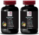 Voedingsondersteuning - RESVERATROL COMPLEX - Berry Voordelen, Dagelijkse Boost, Granaatappel Energie, Smaakvolle Boost, Actieve Lifestyle, Goji Berry Ondersteuning, Noni Power, Hydration Factor 2 Flessen 120 Caps