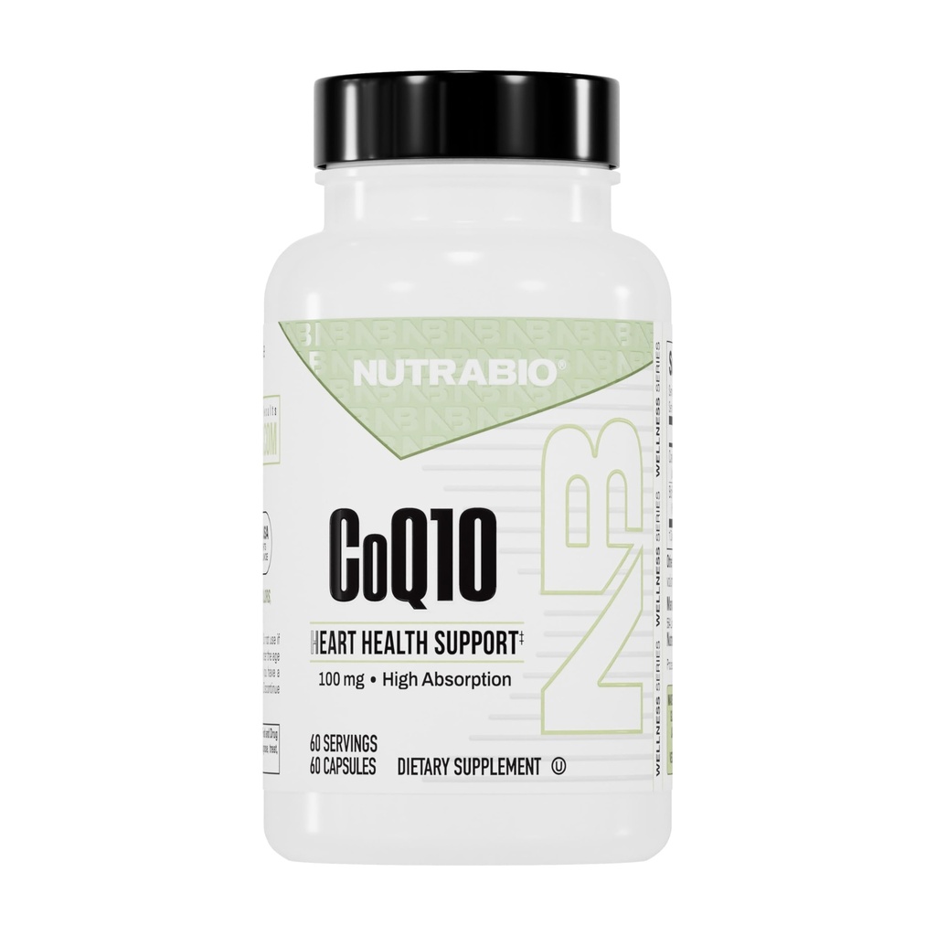 NutraBio CoQ10 Dieetsupplement, gezonde hartfunctie & Cellular Energy Production, 100mg - 60 Capsules