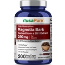 NusaPure Magnolia Bark 20:1 Extract, 250 mg Equivalent aan 5.000 mg 200 Vegan Vegetarian Capsules Non-GMO