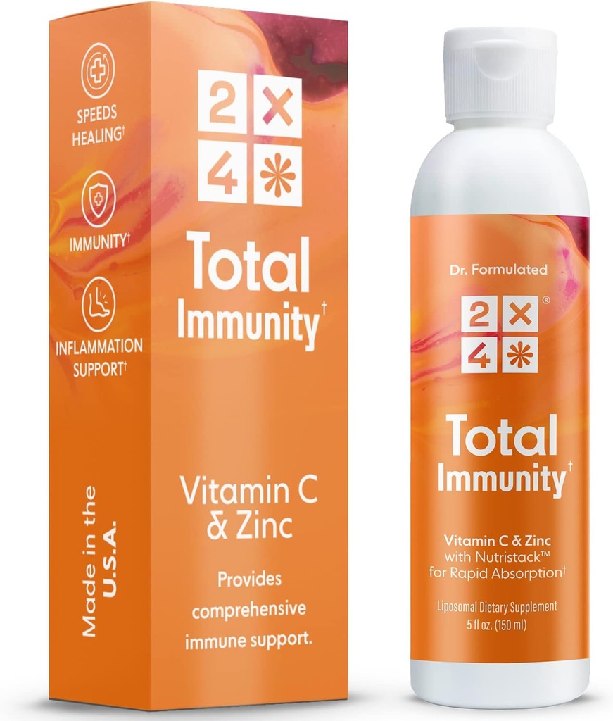 2X4 Vlierbes met zink en vitamine C voor volwassenen - Liquid Daily Immune Support - Liposomale Immunity Supplement Vitaminen, Non-GMO, Sugar Free, 30 Servings, 5 fl oz