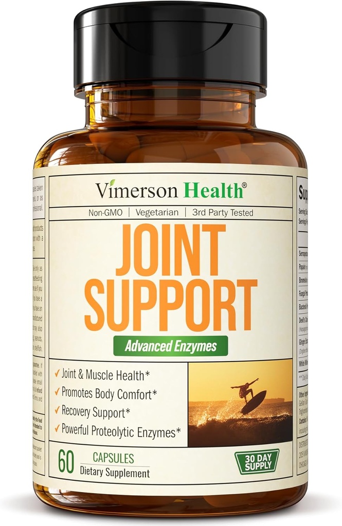 Joint Support Supplement with Bromelain, Serrapeptase & Papaya Enzymes - Proteolytische Enzymes for Digestie & Recovery - Digestief Enzyme & Joint Complex for Men & Women - 60 Delayed Release Capsules