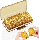 Weekly pil Organizer 2 keer per dag, grote 7 dagen Am Pm pil Box - Acedada Tweemaal dagelijkse pil geval met afneembare dag Nacht ontwerp, medicijn container houder voor vitamine, visolie, supplementen, Amber