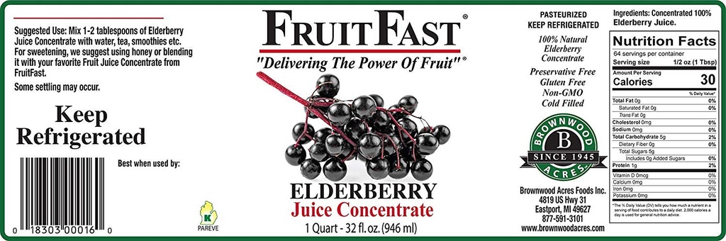 100% Pure Vlierbessensap Concentraat (32 fl. oz. - Pack of 4) van FruitFast - Brownwood Acres 