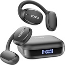TOZO OpenEgo Open oordopjes Bluetooth hoofdtelefoons, 80Hrs Playtime Draadloze oordopjes met oorhaakjes, digitale weergave, 32 EQ-modi, Clear Call, Comfortable Wear, Sweat-Proof voor hardlopen workout zwart