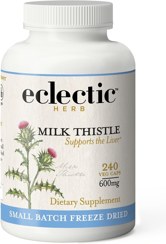 Eclectic Institute Raw Freeze-Dried Non-GMO Milk Thistle | with Silymarin for Liver Support - Detox, Cleanse & Maintain | 240 CT