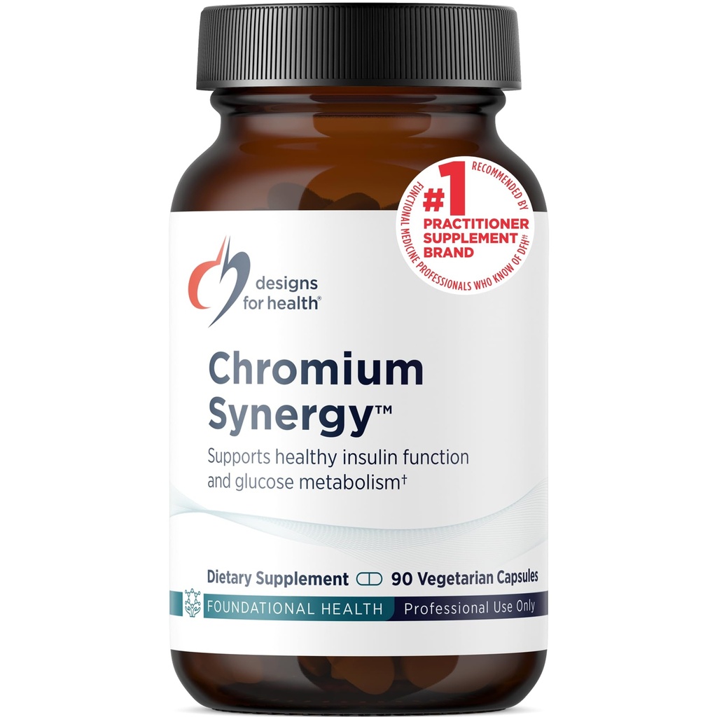 Designs for Health Chromium Synergy - Non-GMO Chromium Nicotinate Glycinate Chelate Supplement with Vanadium, Vitamin D, Mangaan, Zink + Taurine - Cinnamon Powder Base (90 capsules)