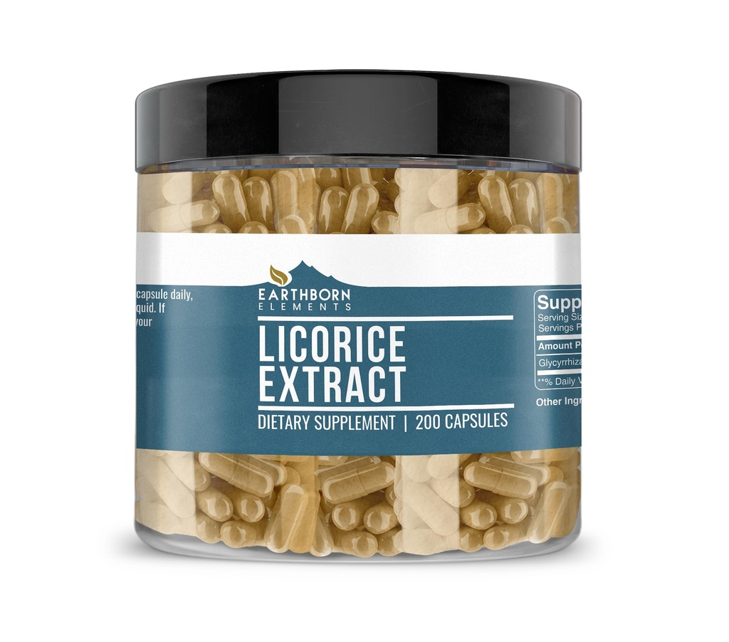 Earthborn Elements Licorice Extract 200 Capsules, Pure & Onverdund, Geen Additieven