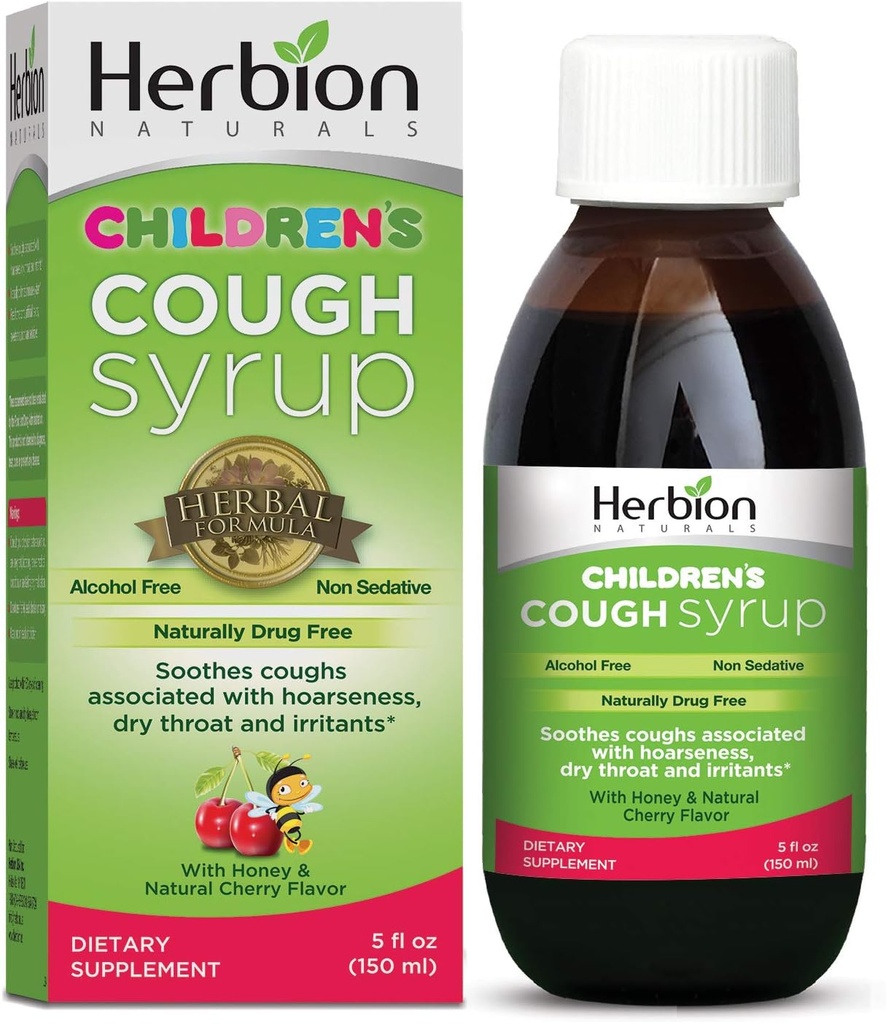 Herbion Naturals Hoest Siroop voor kinderen - 5fl oz - Goede Proeverij supplement met natuurlijke honing en kersen smaak.