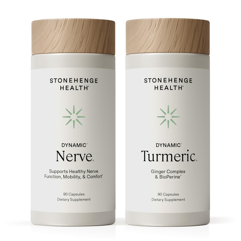 Stonehenge Health Dynamic Nerve + Dynamic Turmeric Bundle Supplementen voor ondersteuning Comfort, Tingling, Numbness, Burning