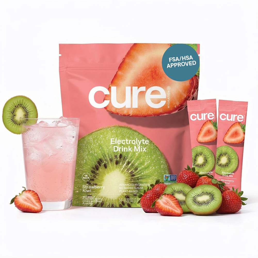 Cure Hydration - Electrolyte Drink Powder Strawberry Kiwi 14 Packets
