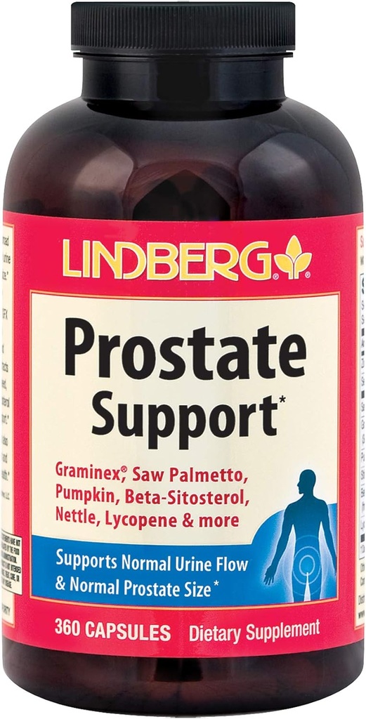 Lindberg Prostate Support* - met Graminex, Saw Palmetto, Pompoen, Beta-Sitosterol, Nettle, Lycopeen en Meer (360 Capsules)