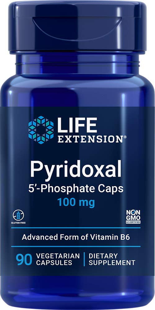 Life Extension Pyridoxal 5-Fosphate Caps 100 mg P5P, 90 Veg Capsules - Advanced Vitamine B6 Supplement