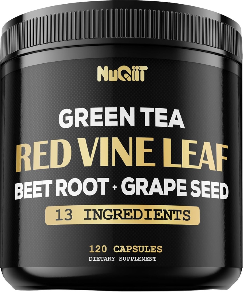 Red Vine Leaf Extract 15000mg Beetwortel 3000mg Biologische Groene Thee 3000mg Supplement & More - Ondersteuning van de gezondheid van het hart, de sterkte, het immuunsysteem en het lichaam beheer - 120 Vegan capsules voor 2 maanden levering