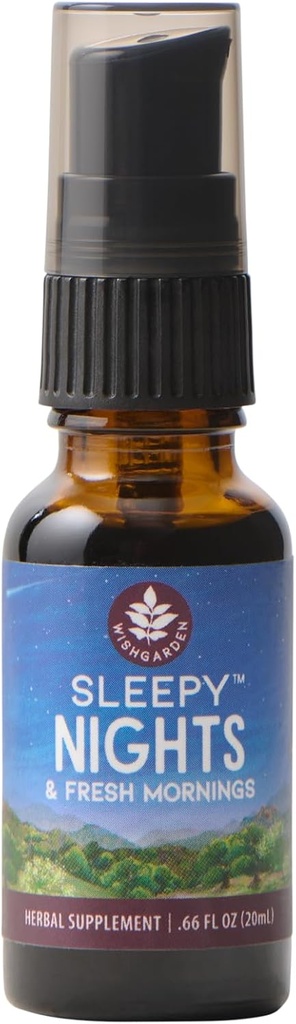 WishGarden Kruiden Slaperige nachten & Fresh Mornings - all-natuurlijke kruiden slaaphulp Tinctuur, biologische slaapsupplement w / Passiebloem, Hop & Scullcap, ondersteunt diepe slaap & gezonde slaapcycli, .66oz