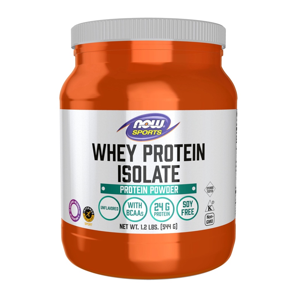 NOW Sports Wei Proteine Isolaat Poeder met BCAA's - Unflavored - 1,2 lb
