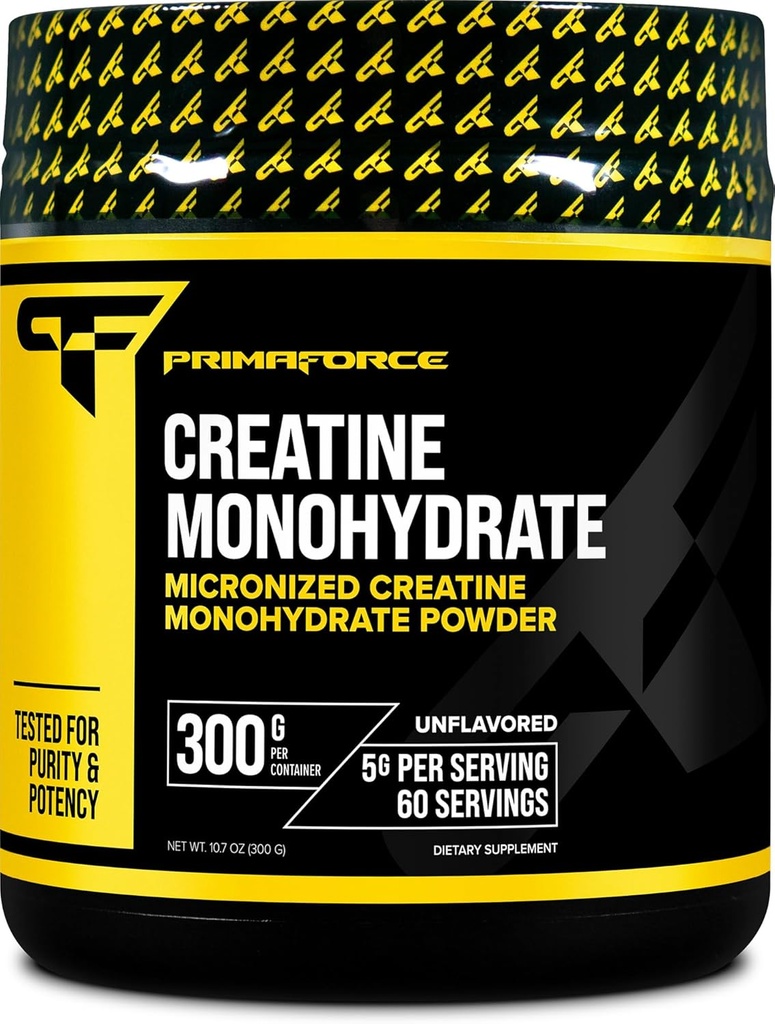 Primaforce Creatine Monohydraat Poeder, 300 Gram - Gemicroniseerd, Glutenvrij, Non-GMO