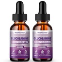 2 Pack Glucosamine Chondroitin MSM Liquid Drops, Extra Sterkte Joint Support Supplement voor volwassenen Mannen en vrouwen, Quercetin Boswelia, Bromelain, Antioxidant Immune Support (4 Fl oz)