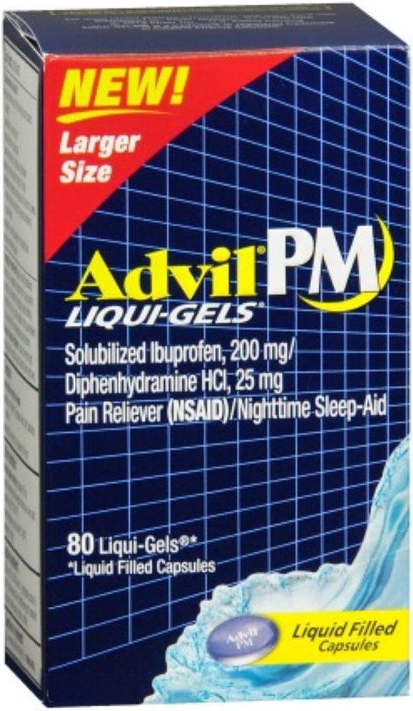 Advil PM Ibuprofen 200 mg Liqui-Gels 80 ea (verpakking van 9)