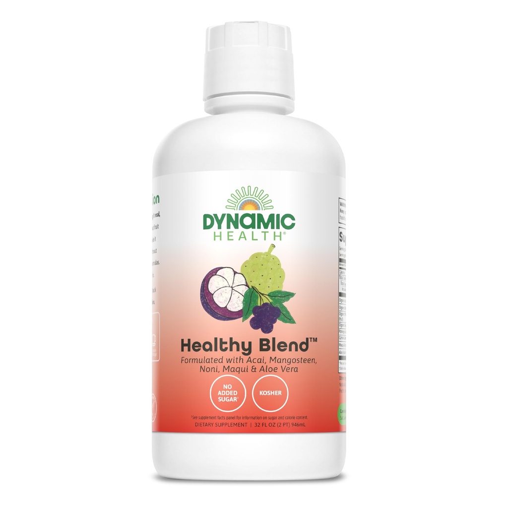 Dynamic Health Health Healthy Blend with Acai, Mangosteen, Noni, Maqui & Aloë Vera, No Additives, Immuun System Support, Antioxidant, Veganistisch, Glutenvrij, Non-GMO, 32 Fl oz