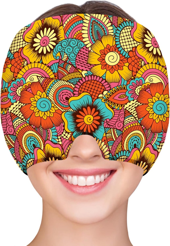 ZNÖCUETÖD Migraine Relief Cap Hoofdhuid Relief Cap Cold Cap Ice Hat voor Migraines Hoofdpijn Sinus Stress Tension Head Ice Pack Wrap Migraine Mask Hangover Cap Ice Beanie Hot/Cold Compressie Vrouwen