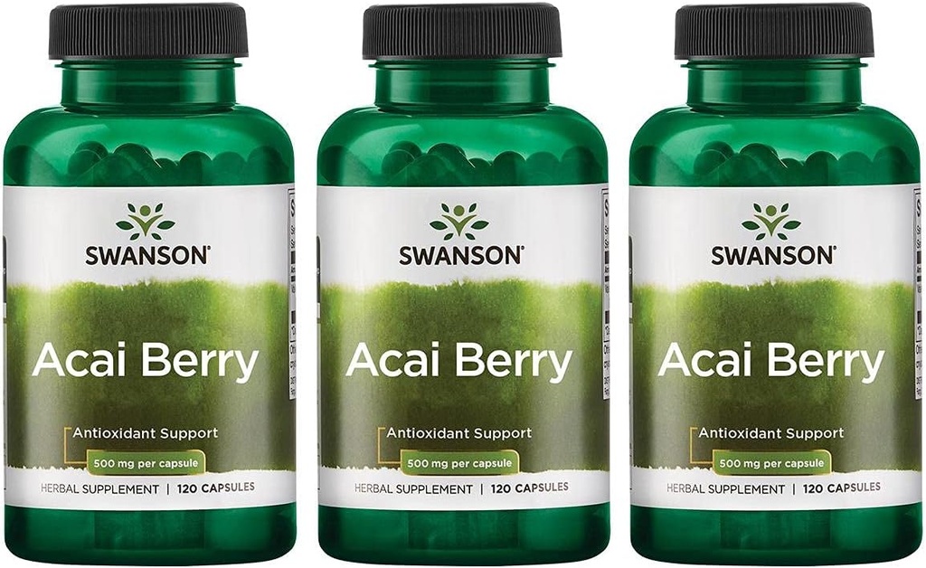 Swanson Acai Berry Antioxidant Ondersteuning 500 Milligrammen 120 Capsules (3 verpakkingen)