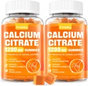 Calcium 1200 mg met vitamine D3 supplement Gummies voor volwassenen - Calcium citraat met vitamine D3, K2, Kurkuma, MSM voor vrouwen Mannen - Ondersteuning spierimmune - Suikervrij, Natuurlijke Mango smaak