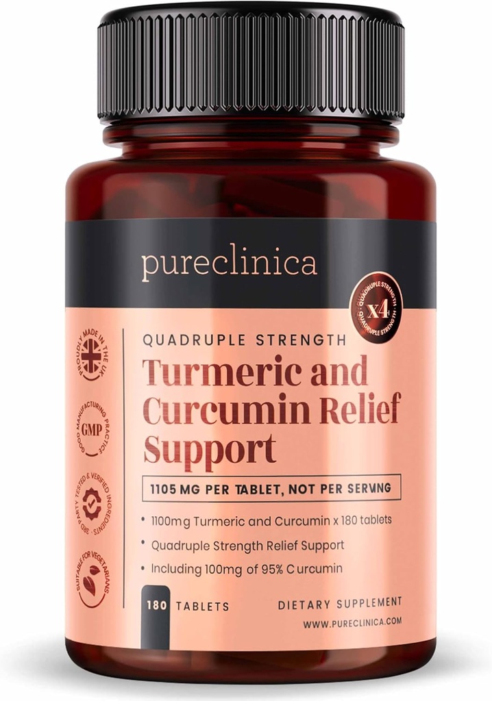 1100mg Kurkuma en Curcumine x 180 tabletten - 6 maanden aanbod - w/95% Curcumine & 5mg Black Pepper Extract