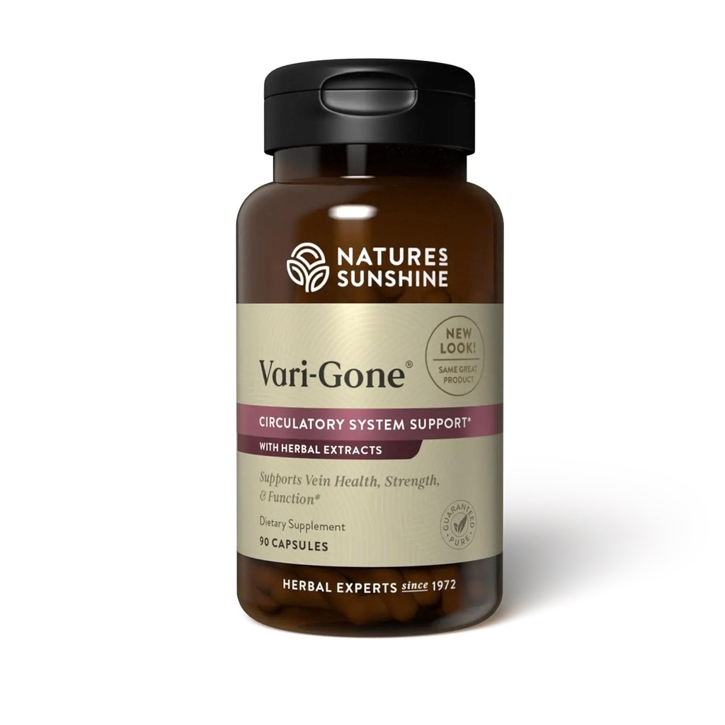 Nature's Sunshine Vari-Gone, 90 capsules, Varicose Vein Supplementen met 7 krachtige kruiden en voedingsstoffen die ondersteuning Circulatie voor Vein gezondheid, kracht en functie