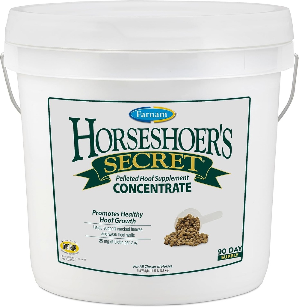 Farnam Horseshoers Secret Pelleted Hoof Supplementen Concentraat, Economische formule met 25 mg biotine per 2 ounce serveren, 11,25 lb, 90 dagen levering