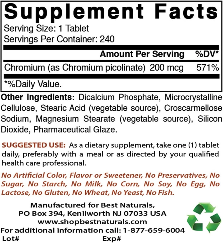 Chroompicolinaat 200 mcg & vitamine C 1000 mg