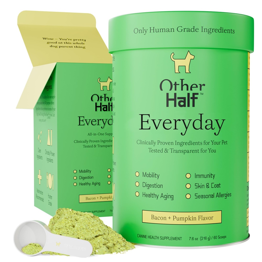 Andere halve dag - Honden Multivitamine Supplement - Dagelijkse gewrichts, darm, Allergie, Immuun, Urine Tract Ondersteuning, huid, jas &amp; meer - Glucosamine, Chondroitin, Omega 3 & Probiotica 45 Actieve ingrediënten