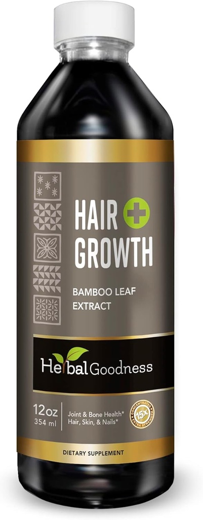 Haargroei Plus 12oz - Bamboe Hair Product met collageen, keratine en vitamines voor vrouwen en mannen - gezonde haren, huid en nagels - 1 fles