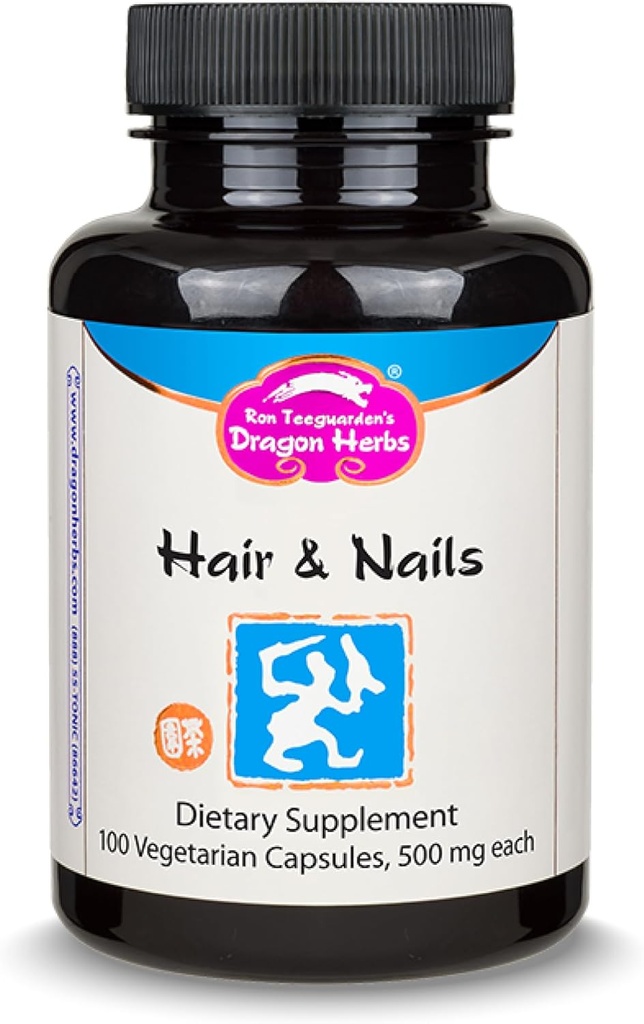 Dragon Herbs haren en spijkernagels Alle natuurlijke supplement ter ondersteuning van haar, nagels, gezonde veroudering en Circulatie, alle natuurlijke ingrediënten, niet-GMO (100 capsules, 500 mg per capsule)