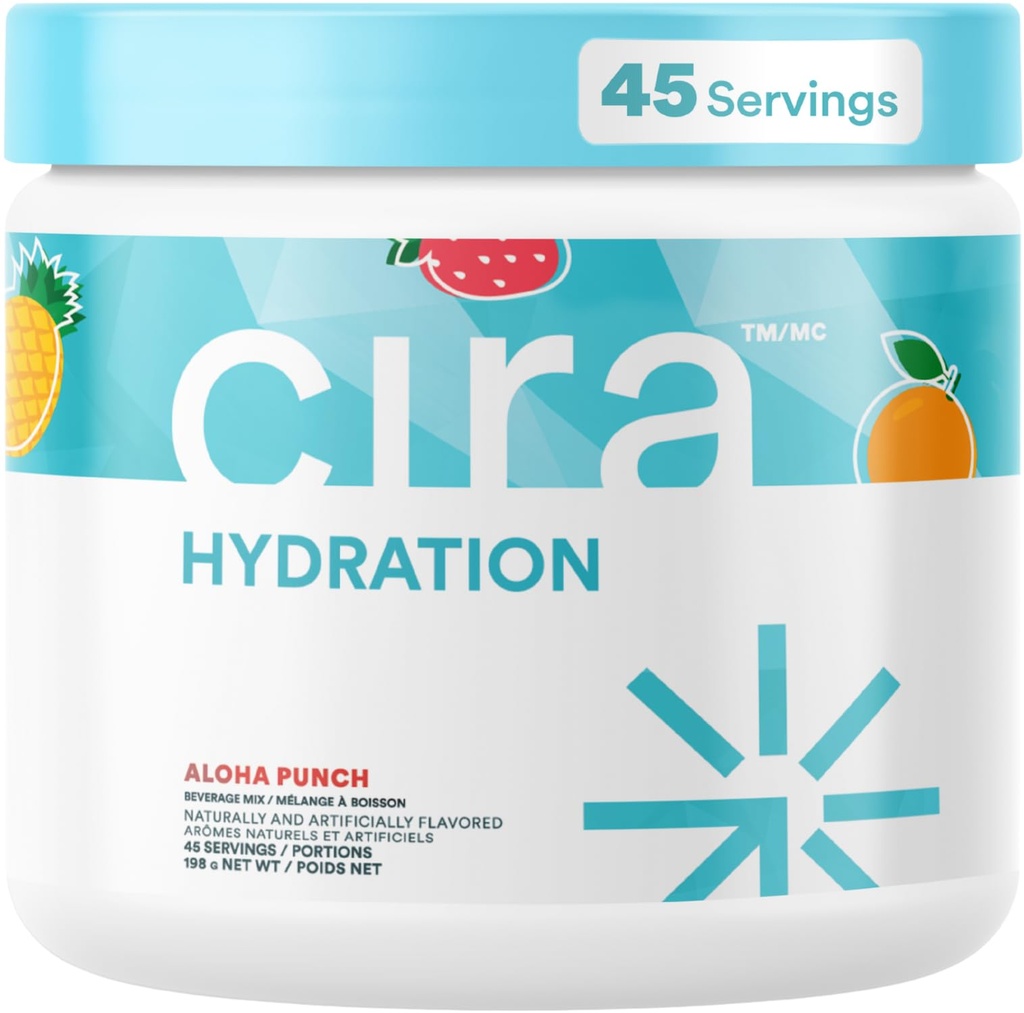 Cira Hydration Powder (45 porties) - Electrolyte Drink Mix met Himalaya Zout voor dehydratatie Relief and Recovery - Fruit Punch