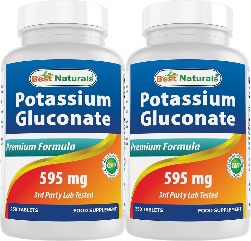 Best Naturals Kalium Gluconaat 595 mg 250 tabletten (250 telling (verpakking 2))