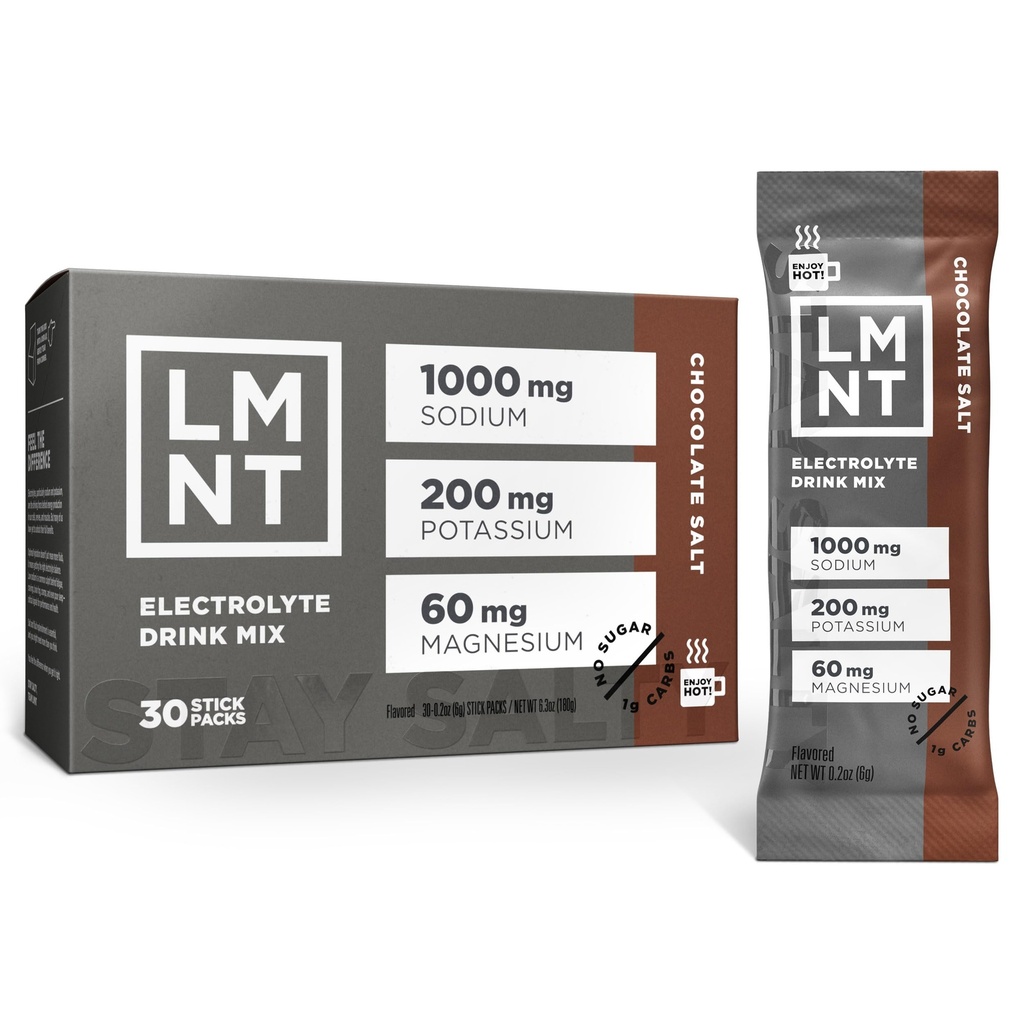 Drink LMNT Zero Sugar Hot Chocolate of Coffee Mixer - Chocolade Zout en Drinkmix 30-Count