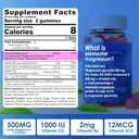 Magnesium Supplement 500mg, Magnesium Complex Gummies w/Magnesium Glycinate, Malate, Citrate, D3, B6, B12 voor Slaap, Migraine Relief, Muscle & Bone, Ultimate Absorptie Magnesium Supplement, 2 Pack