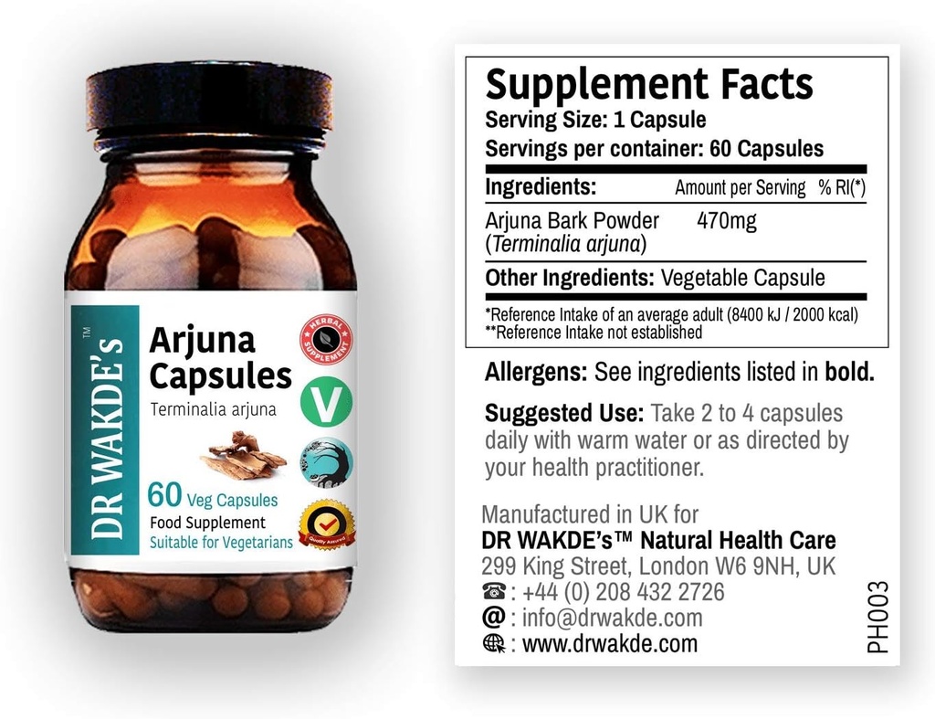 DR WAKDE's Arjuna Capsules (Terminalia arjuna) 